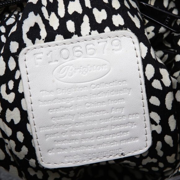 Brighton Fashionista Leather Shoulder Bag Paris Ooh La La Purse Beige Grey Studs - Picture 7 of 16